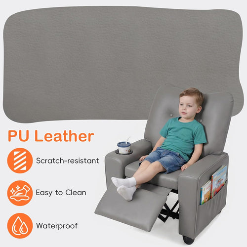 OLAKIDS Toddler Lounge Chair PU Leather Toddler Reclining Couch for Children Boys Girls