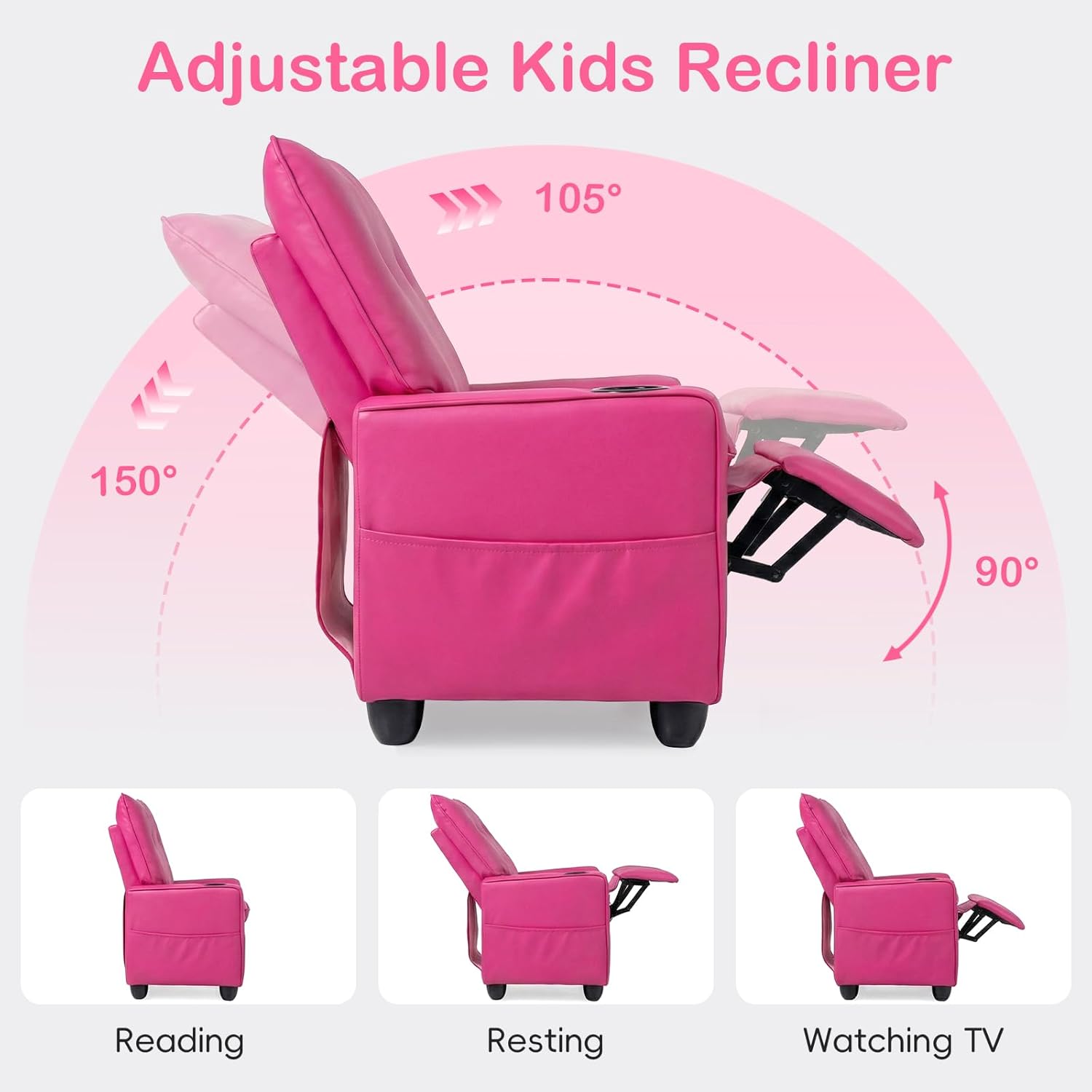 OLAKIDS Toddler Lounge Chair PU Leather Toddler Reclining Couch for Children Boys Girls