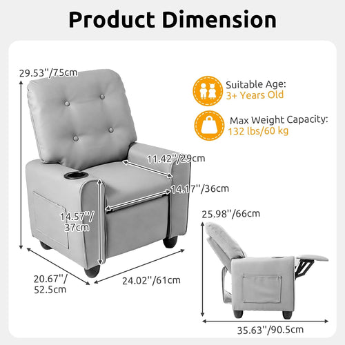 OLAKIDS Kids Recliner, Toddler Lounge Chair with Adjustable Backrest Footrest
