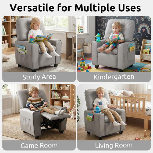 OLAKIDS Kids Recliner, Toddler Lounge Chair with Adjustable Backrest Footrest