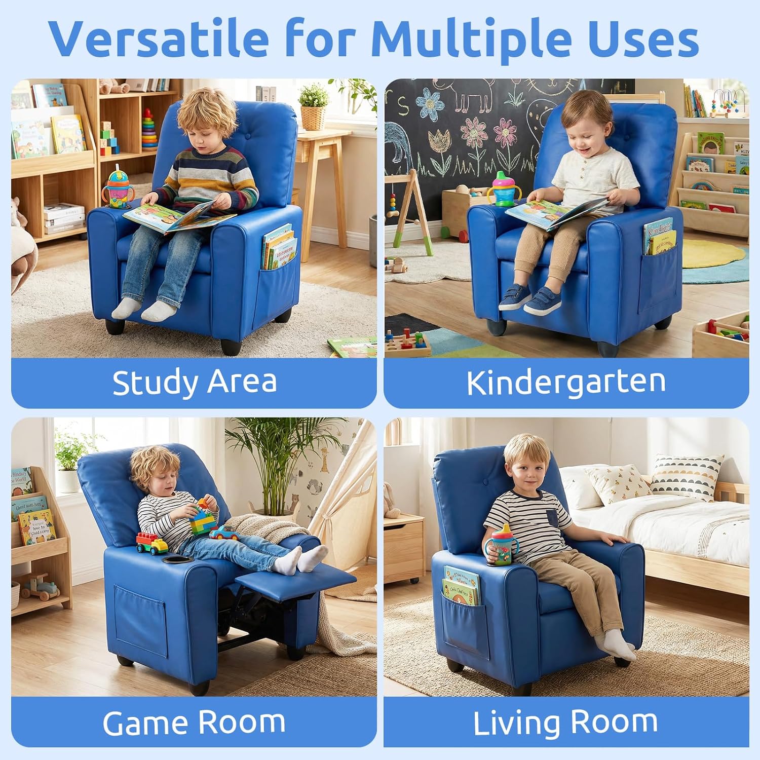 OLAKIDS Kids Recliner, Toddler Lounge Chair with Adjustable Backrest Footrest