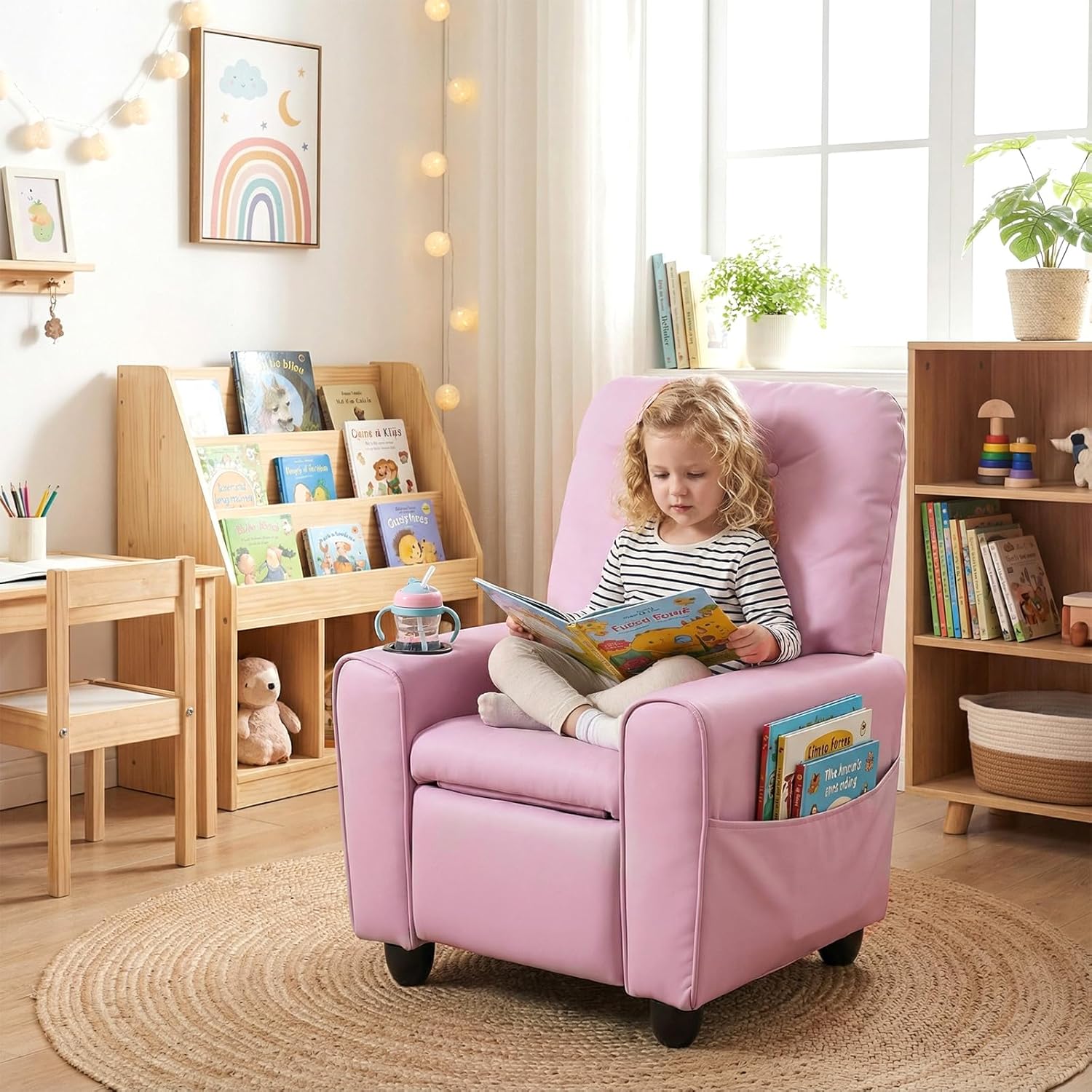 OLAKIDS Kids Recliner, Toddler Lounge Chair with Adjustable Backrest Footrest