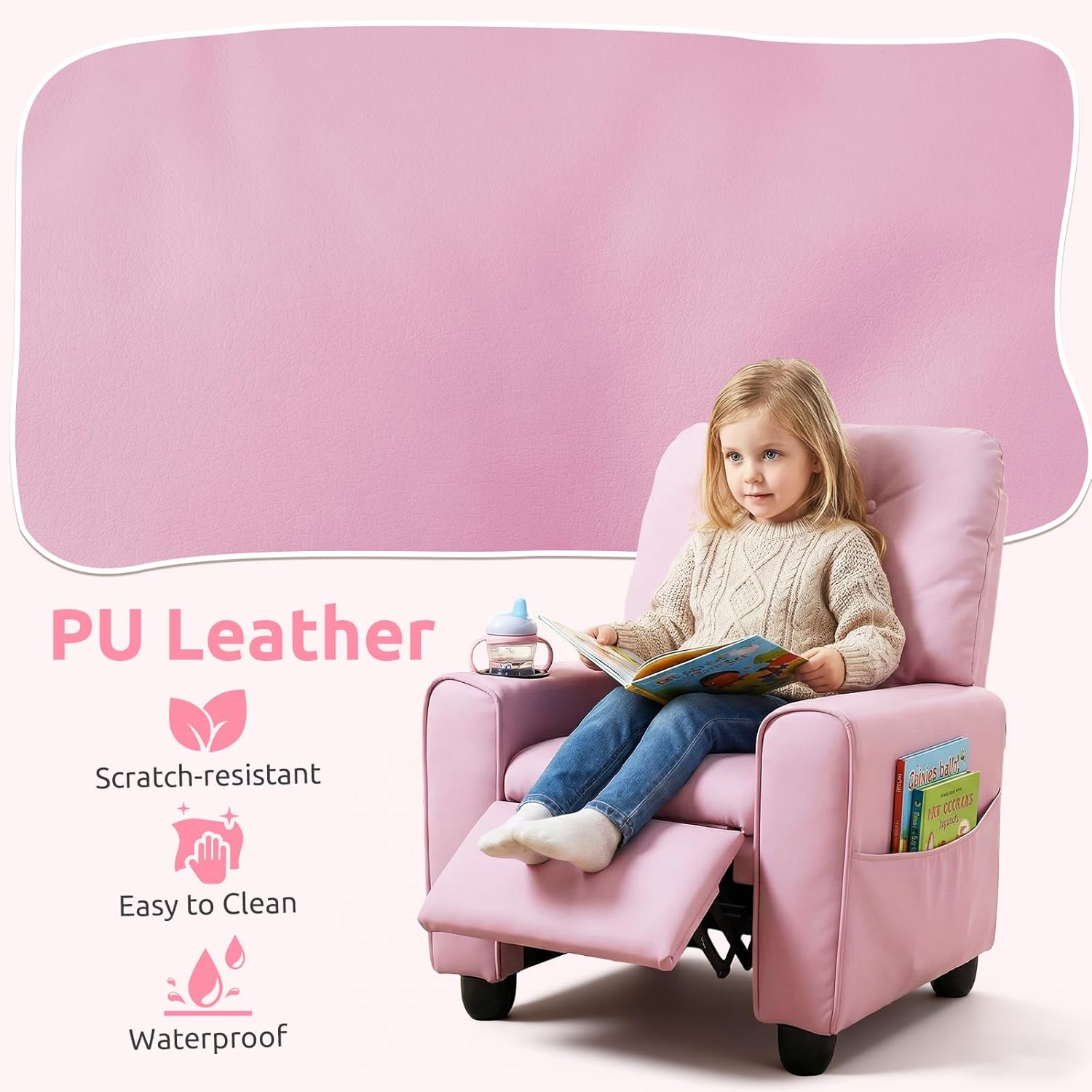 OLAKIDS Kids Recliner, Toddler Lounge Chair with Adjustable Backrest Footrest