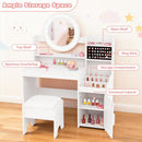 OLAKIDS Kids Vanity with Lights & Mirror, Princess Makeup Desk and Chair Set for Girls 4–9