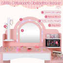 OLAKIDS Kids Vanity with Lights & Mirror, Jewelry Hanger, Drawers, Table & Chair Set for Girls