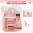 OLAKIDS Kids Vanity with Lights & Mirror, Jewelry Hanger, Drawers, Table & Chair Set for Girls