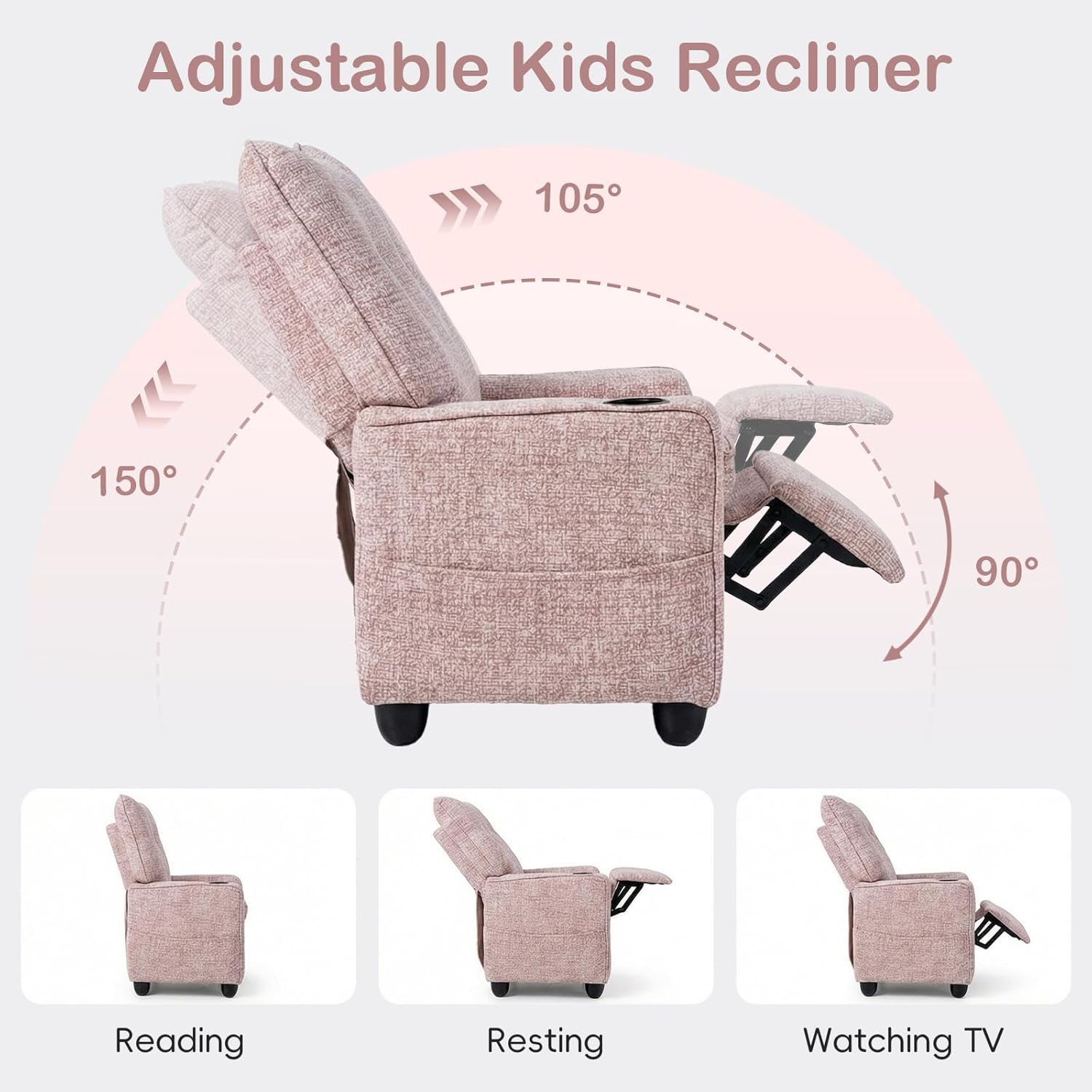OLAKIDS Kids Recliner, Toddler Lounge Chair with Adjustable Backrest Footrest