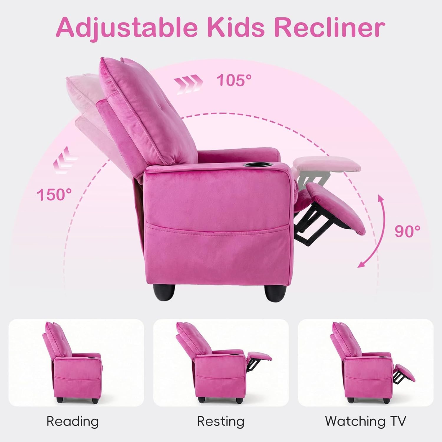 OLAKIDS Kids Recliner, Toddler Lounge Chair with Adjustable Backrest Footrest