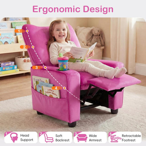 OLAKIDS Kids Recliner, Toddler Lounge Chair with Adjustable Backrest Footrest