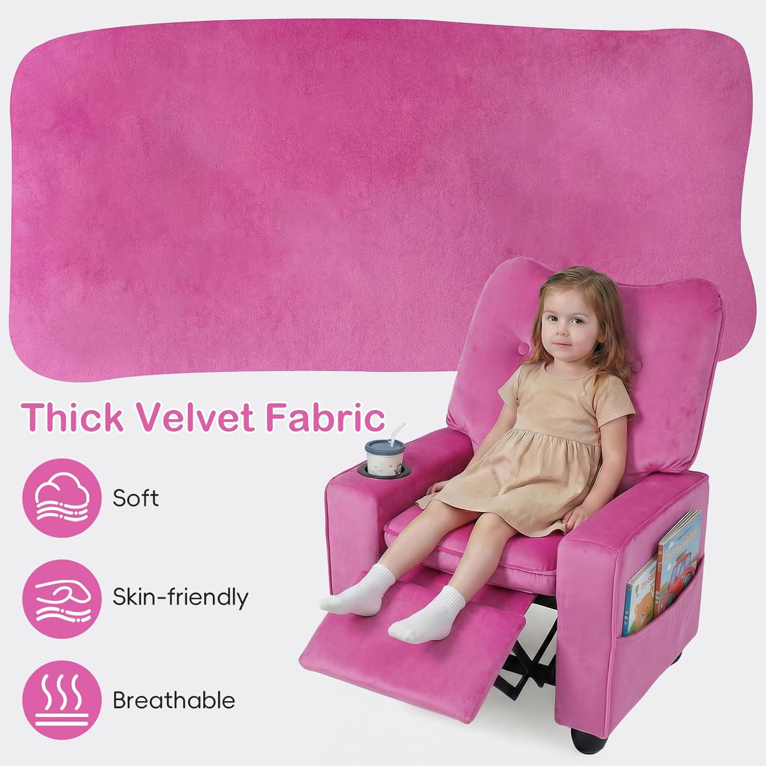 OLAKIDS Kids Recliner, Toddler Lounge Chair with Adjustable Backrest Footrest