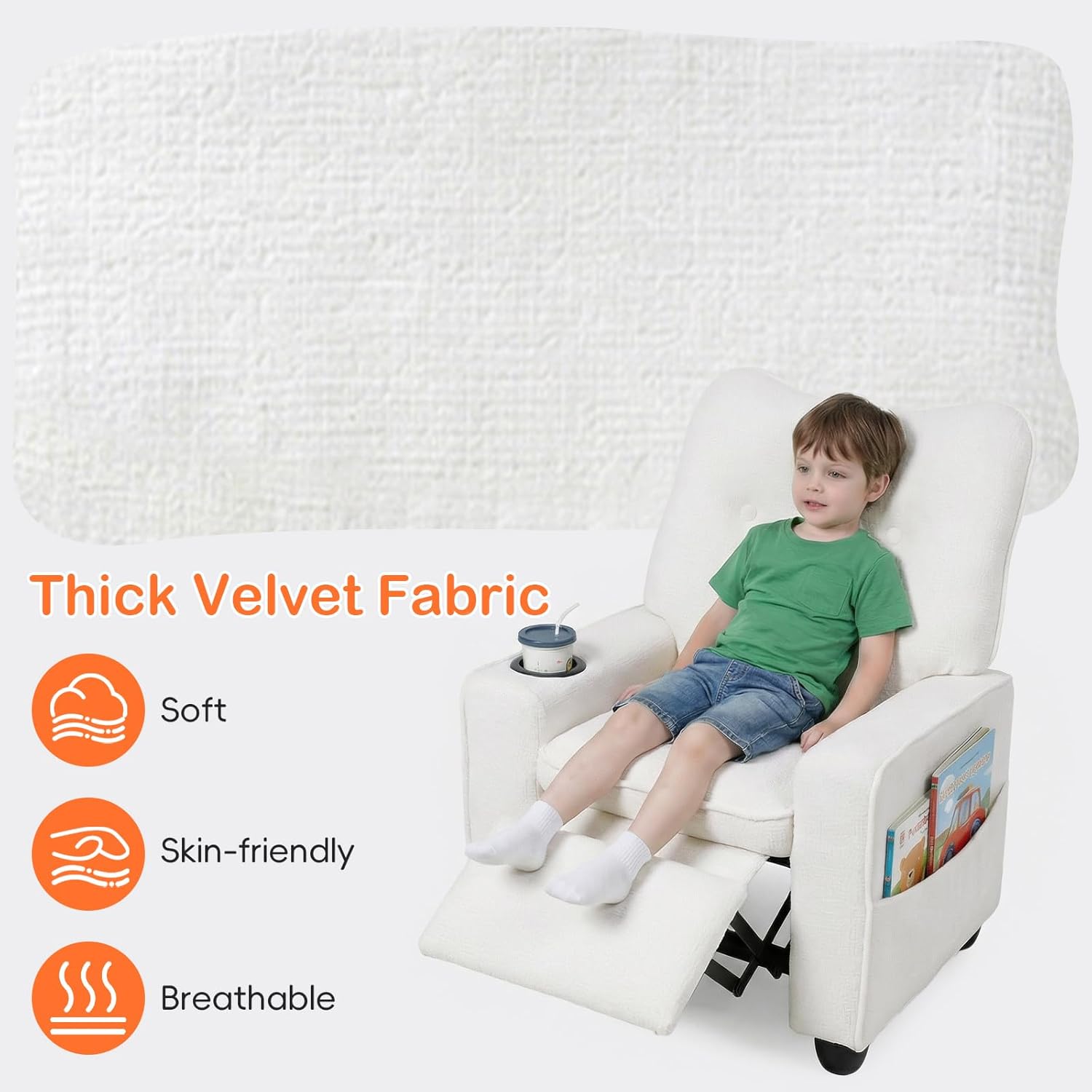 OLAKIDS Kids Recliner, Toddler Lounge Chair with Adjustable Backrest Footrest