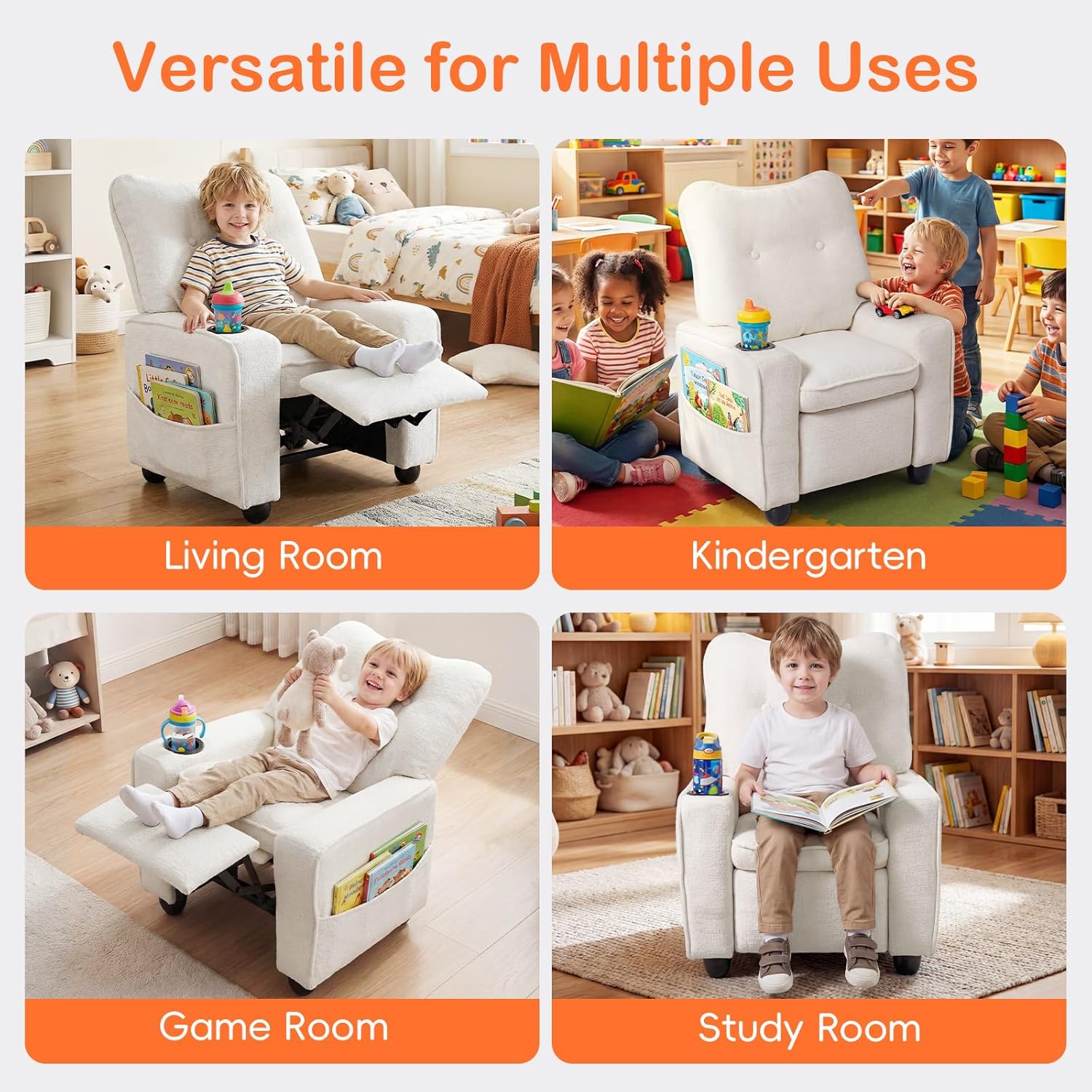 OLAKIDS Kids Recliner, Toddler Lounge Chair with Adjustable Backrest Footrest