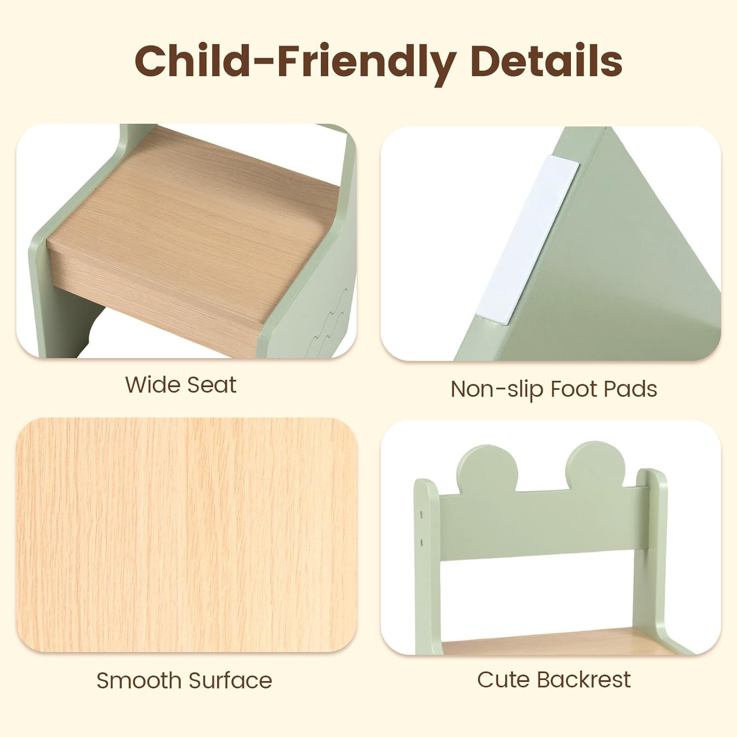 Olakids 4-in-1 Wooden Kids Table & Chair Set, Activity Desk with Foldable Storage, for Art, Drawing, Dining