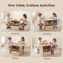 Olakids 4-in-1 Wooden Kids Table & Chair Set, Activity Desk with Foldable Storage, for Art, Drawing, Dining