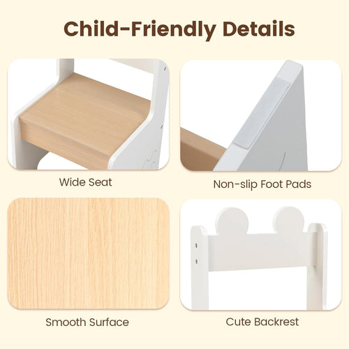 Olakids 4-in-1 Wooden Kids Table & Chair Set, Activity Desk with Foldable Storage, for Art, Drawing, Dining