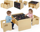 Olakids Montessori Weaning Table & Chair Set, Height Adjustable, with Blackboard & 2 Chairs, for Toddlers 1-3