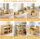 Olakids Montessori Weaning Table & Chair Set, Height Adjustable, with Blackboard & 2 Chairs, for Toddlers 1-3