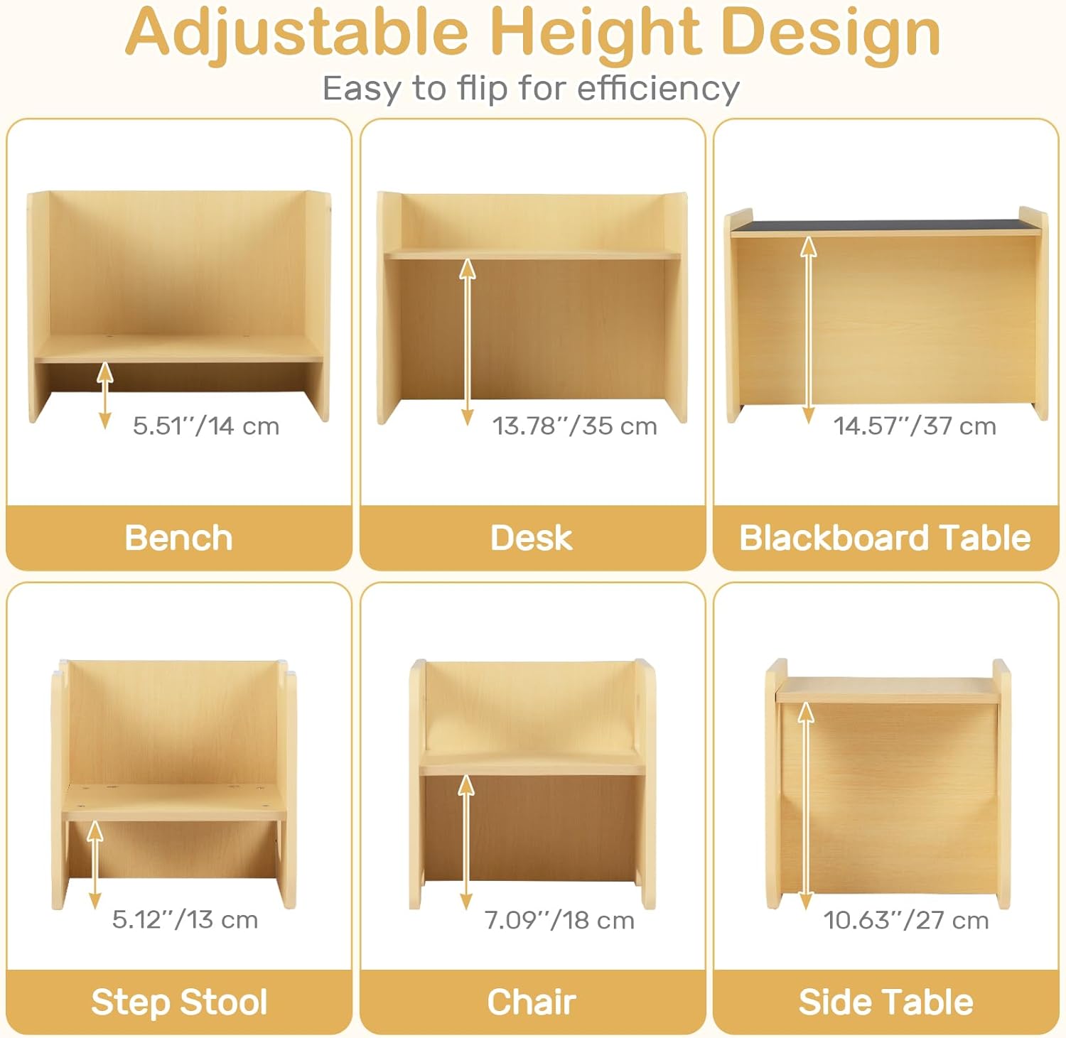 Olakids Montessori Weaning Table & Chair Set, Height Adjustable, with Blackboard & 2 Chairs, for Toddlers 1-3