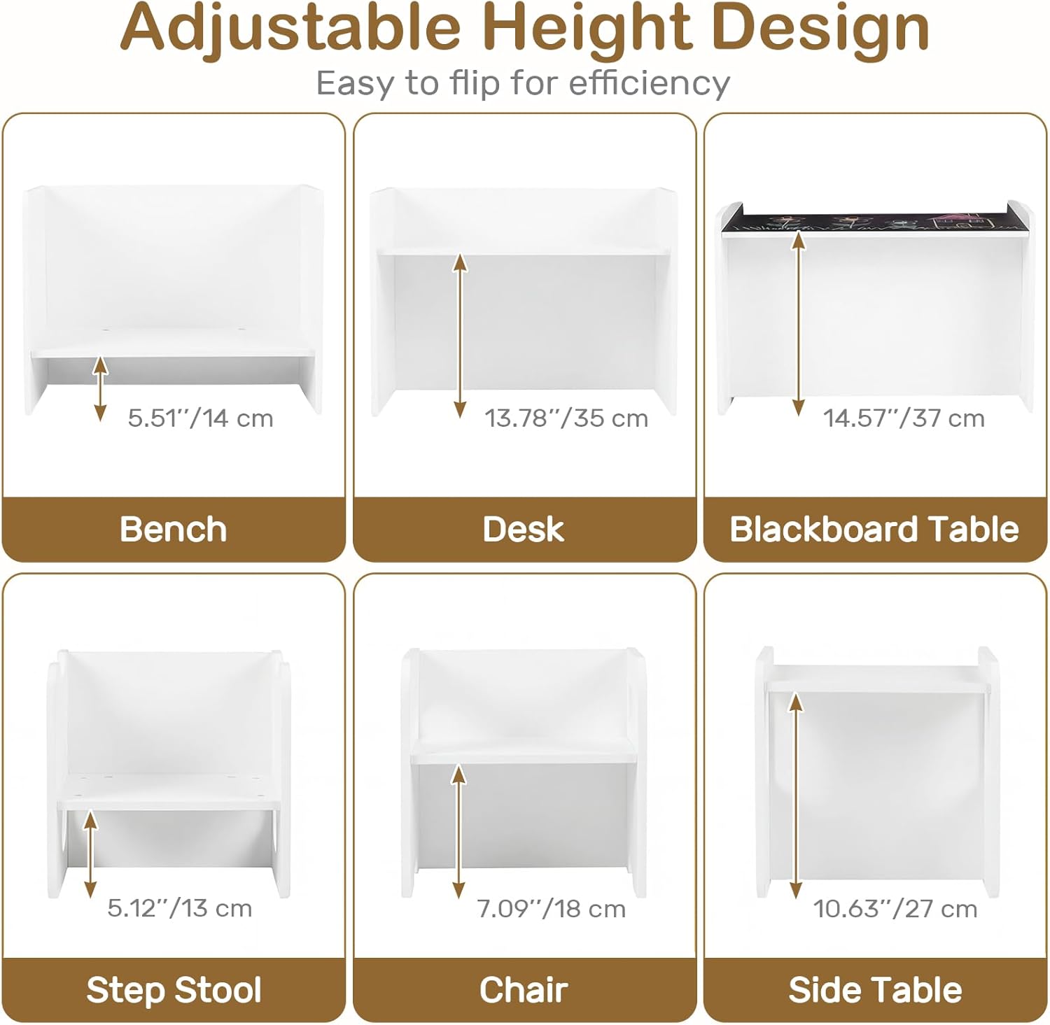 Olakids Montessori Weaning Table & Chair Set, Height Adjustable, with Blackboard & 2 Chairs, for Toddlers 1-3