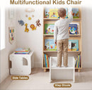 Olakids Montessori Weaning Table & Chair Set, Height Adjustable, with Blackboard & 2 Chairs, for Toddlers 1-3