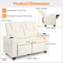 Olakids Kids Recliner, Double Toddler Lounge Chair with 105° to 150° Adjustable Backrest Cup Holder Footrest Side Pockets, PU Leather Children Couch