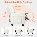 Olakids Kids Recliner, Double Toddler Lounge Chair with 105° to 150° Adjustable Backrest Cup Holder Footrest Side Pockets, PU Leather Children Couch