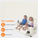 Olakids Kids Recliner, Double Toddler Lounge Chair with 105° to 150° Adjustable Backrest Cup Holder Footrest Side Pockets, PU Leather Children Couch