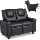 Olakids Kids Recliner, Double Toddler Lounge Chair with 105° to 150° Adjustable Backrest Cup Holder Footrest Side Pockets, PU Leather Children Couch