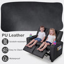 Olakids Kids Recliner, Double Toddler Lounge Chair with 105° to 150° Adjustable Backrest Cup Holder Footrest Side Pockets, PU Leather Children Couch