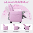 Olakids Kids Recliner, Double Toddler Lounge Chair with 105° to 150° Adjustable Backrest Cup Holder Footrest Side Pockets, PU Leather Children Couch