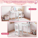Olakids Kids Vanity with Lights, Princess Makeup Dressing Desk Toddler Table and Chair Set Pretend Playset for Girls Aged 3-6