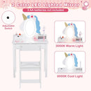 Olakids Kids Vanity with Lights, Princess Makeup Dressing Desk Toddler Table and Chair Set Pretend Playset for Girls Aged 3-6