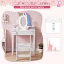 Olakids Kids Vanity with Lights, Princess Makeup Dressing Desk Toddler Table and Chair Set Pretend Playset for Girls Aged 3-6