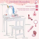 Olakids Kids Vanity with Lights, Princess Makeup Dressing Desk Toddler Table and Chair Set Pretend Playset for Girls Aged 3-6