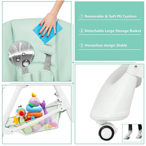 High Chair with One-Hand Removable TrayFoldable for Baby INFANS