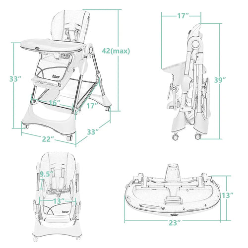 High Chair with One-Hand Removable TrayFoldable for Baby INFANS