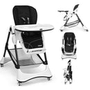 INFANS High Chair with One-Hand Removable Tray, 4 Lockable Wheels & Large Storage Basket - Multi-Adjustable Height