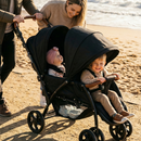 INFANS Double Stroller, Foldable Baby Tandem Stroller with Djustable Backrest Canopy Footrest