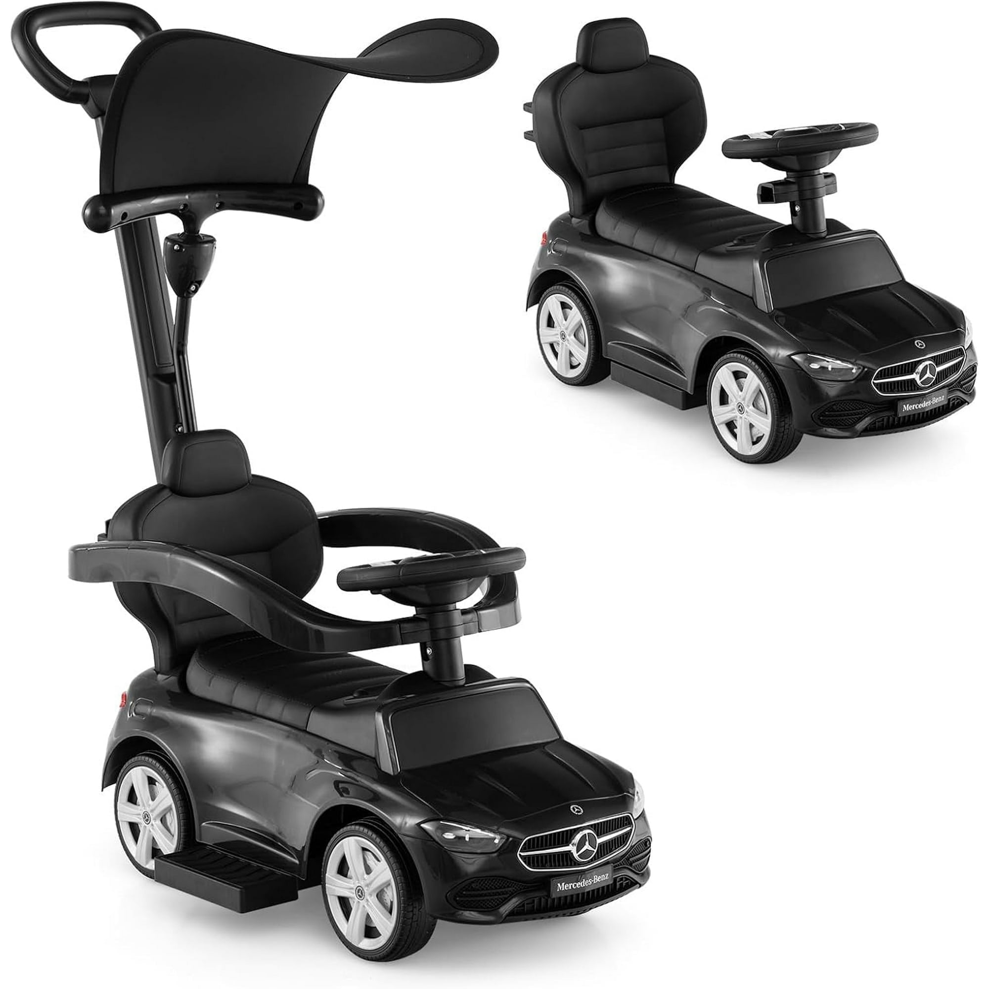 OLAKIDS Licensed Mercedes Benz Push Car for Toddlers, 3 in 1 Baby Stroller