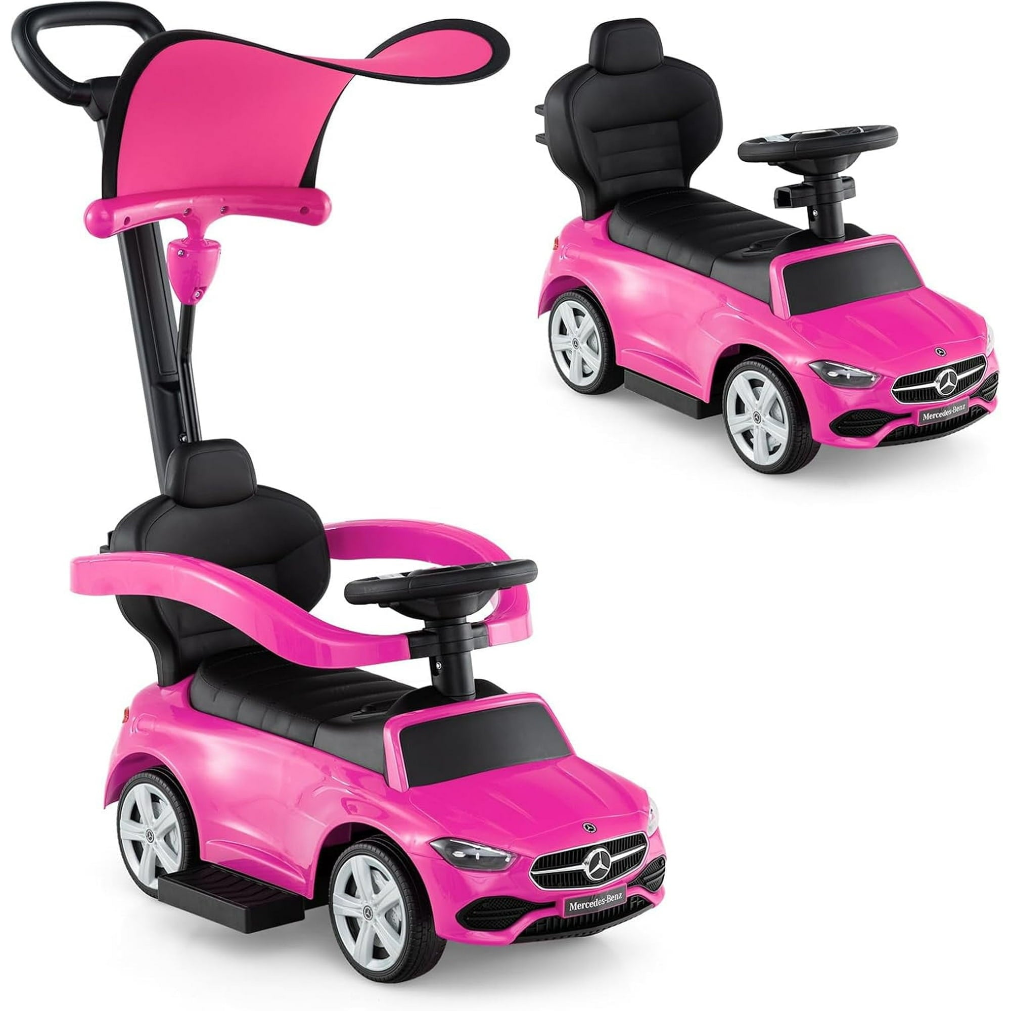 OLAKIDS Licensed Mercedes Benz Push Car for Toddlers, 3 in 1 Baby Stroller