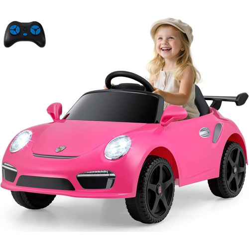 OLAKIDS Licensed Porsche 12V Pink Ride on Car  Electric Vehicle Battery Powered with Remote Control