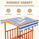 OLAKIDS 3 in 1 Kids Wooden Sandbox with Canopy and Cover Rear Wheels Guardrails