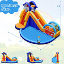OLAKIDS 14FT Shark Inflatable Water Slide, Bouncy Castle with Splash Pool, Climbing Wall & Water Gun, Includes Carry Bag & Stakes