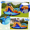 OLAKIDS 14FT Shark Inflatable Water Slide, Bouncy Castle with Splash Pool, Climbing Wall & Water Gun, Includes Carry Bag & Stakes