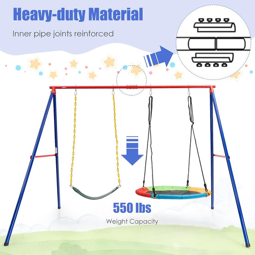 OLAKIDS Swing Stand, 550 lbs Heavy Duty Metal Swing Frame, Extra Large A-Frame Swing Stand for Kids and Adult