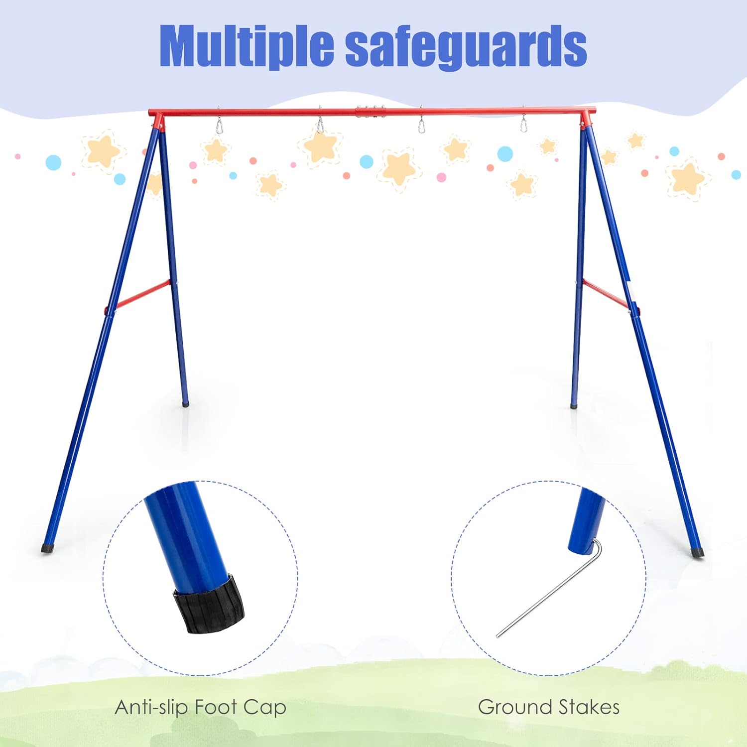 OLAKIDS Swing Stand, 550 lbs Heavy Duty Metal Swing Frame, Extra Large A-Frame Swing Stand for Kids and Adult