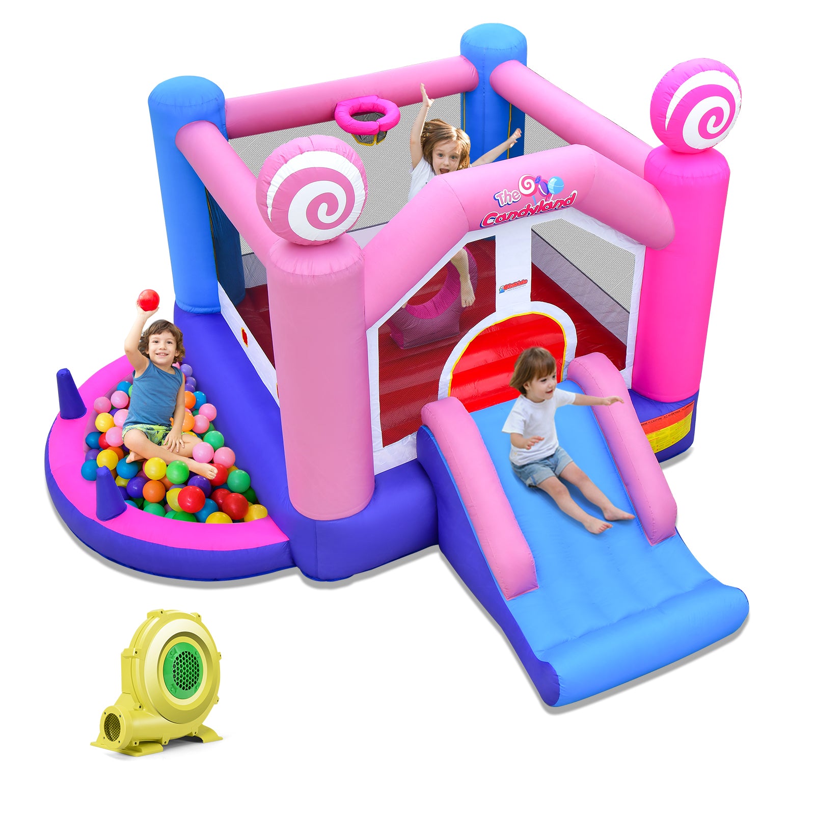 OLAKIDS Inflatable Bounce House, Princess Pink Jumping Castle Kids Candyland