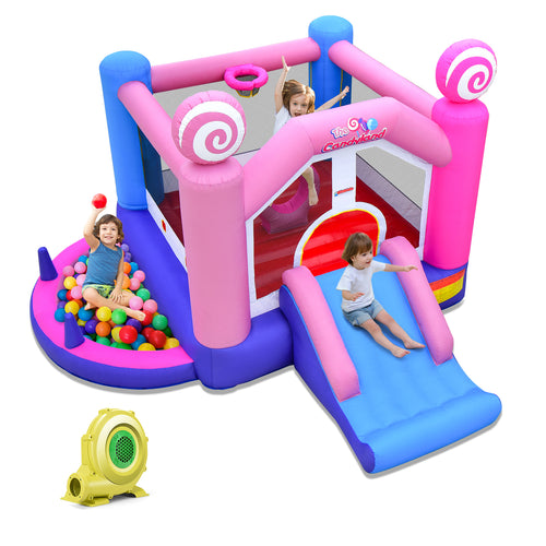OLAKIDS Inflatable Bounce House, Princess Pink Jumping Castle Kids Candyland