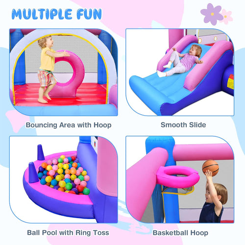 OLAKIDS Inflatable Bounce House, Princess Pink Jumping Castle Kids Candyland