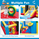 OLAKIDS Inflatable Bounce House, Train Theme Kids Jumping Castle  Indoor Outdoor Inflatable Obstacle Course with 950W Blower